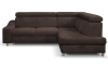 Rohová sedacia souprava Brico, tmavo hnedá látka, pravý roh
