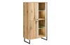 Vitrínová skrinka Cube, dub evoke / pieskovo šedá, s osvetlením