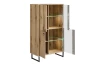 Vitrínová skrinka Cube, dub evoke / pieskovo šedá, s osvetlením