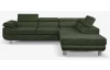 Rohová sedacia súprava Lotos, fľaškovo zelená látka, pravý roh