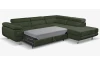 Rohová sedacia súprava Lotos, fľaškovo zelená látka, pravý roh