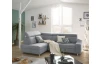 Rohová sedacia súprava Brico, svetlo šedá látka, ľavý roh