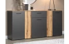 Široká komoda Esteban 181 cm, antracit/dub evoke