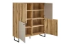Vysoká úložná skrinka Cube, dub evoke / pieskovo šedá