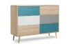 Komoda so zásuvkami Cuba, dub/biela/šedá/petrolejová