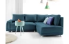 Rohová sedacia súprava Beate, tmavá modrá látka, pravý roh