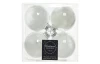 Vianočné ozdoby 4 ks priehľadné sklenené gule s perím, 7 cm