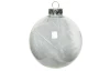 Vianočné ozdoby 4 ks priehľadné sklenené gule s perím, 7 cm