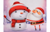 Vianočný dekoračný vankúš Santa Claus so snehuliakom, 45x45 cm