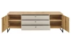 Široká TV skrinka Cube, dub evoke / pieskovo šedá