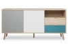 Široká komoda Cuba, dub/biela/šedá/petrolejová