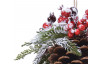 Závesná vianočná dekorácia Šiška s bobuľami, zasnežený efekt