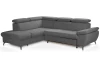 Rohová sedacia súprava Gisele, stredne šedá látka, ľavý roh