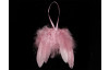Vianočná dekorácia/ozdoba Anjelské krídla z peria 8 cm, ružové
