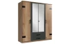 Šatníková skriňa so zrkadlami Cork, 180 cm, doskový dub/grafit