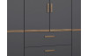 Šatníková skriňa Bernau, 226 cm, dub stirling/šedá, otočné dvere