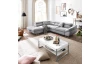 Rohová sedacia súprava Fabio, svetlo šedá látka, ľavý roh