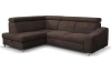 Rohová sedacia súprava Brico, tmavo hnedá látka, ľavý roh