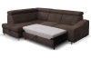 Rohová sedacia súprava Brico, tmavo hnedá látka, ľavý roh