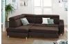 Rohová sedacia súprava Brico, tmavo hnedá látka, ľavý roh