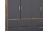 Šatníková skriňa Bernau, 271 cm, dub stirling/šedá, otočné dvere