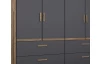 Šatníková skriňa Bernau, 271 cm, dub stirling/šedá, otočné dvere