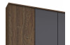 Šatníková skriňa Bernau, 271 cm, dub stirling/šedá, otočné dvere