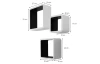 Súprava nástenných regálov (3 ks) Cubo, biela/čierna lesk