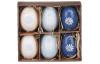 Veľkonočná dekorácia Maľované vajíčka, 6 ks, modrá/biela