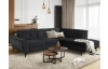 Rohová sedacia súprava Sergio, čierna látka, pravý roh