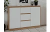 Komoda so šuplíkmi Dallas, 117 cm, dub artisan/lesklá biela