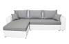 Rohová sedacia súprava Samba II, biela ekokoža/svetlo šedá látka
