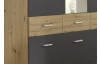 Šatníková skriňa so zrkadlom Bremen, 136 cm, dub artisan/tmavo šedá