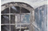 Ručne maľovaný obraz Okenice 150x50 cm, výrazná štruktúra