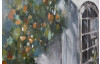 Ručne maľovaný obraz Okenice 150x50 cm, výrazná štruktúra