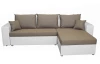 Rohová sedacia súprava Samba II, biela ekokoža/béžová látka