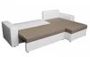 Rohová sedacia súprava Samba II, biela ekokoža/béžová látka