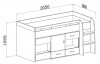 Zvýšená úložná posteľ s výsuvným stolíkom Mobi 90x200 cm, biela/tyrkysová