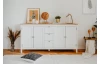 Široká úložná komoda Bergen, biela/dub artisan