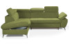 Rohová sedacia súprava Gisele, zelená látka, ľavý roh