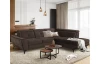 Rohová sedacia súprava Sergio, tmavo hnedá látka, pravý roh
