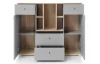 Komoda s regálom Room 120 cm, dub biscuit/sivá