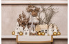Vianočna dekorácia/svietnik Domček 14,5 cm, krémový