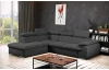 Rohová sedacia súprava Viera, tmavo šedá látka, ľavý roh