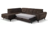 Rohová sedacia súprava Sergio, tmavo hnedá látka, ľavý roh