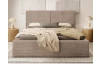 Posteľ Inez 180x200 cm, svetlo hnedá štrukturovaná látka