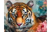 Obraz na plátne Tiger v kvetoch, 90x60 cm, efekt olejomaľby
