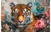 Obraz na plátne Tiger v kvetoch, 90x60 cm, efekt olejomaľby