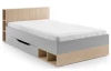 Posteľ so zásuvkou Room 120x200 cm, dub biscuit/šedá