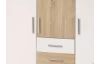 Šatníková skriňa Joker, 135 cm, biela / dub sonoma